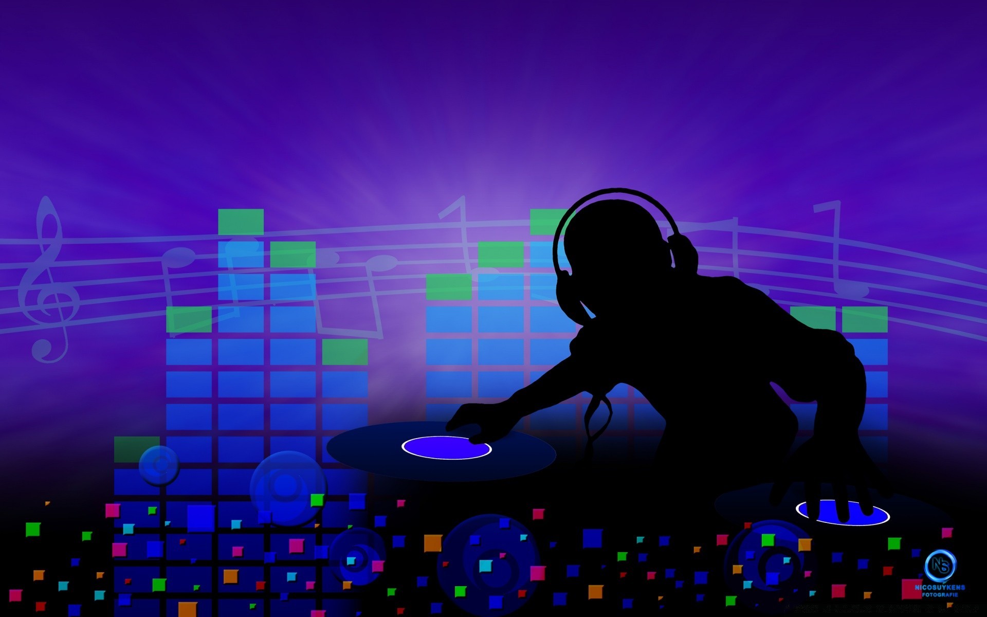 music party sound concert club disco nightlife desktop performance bright illustration