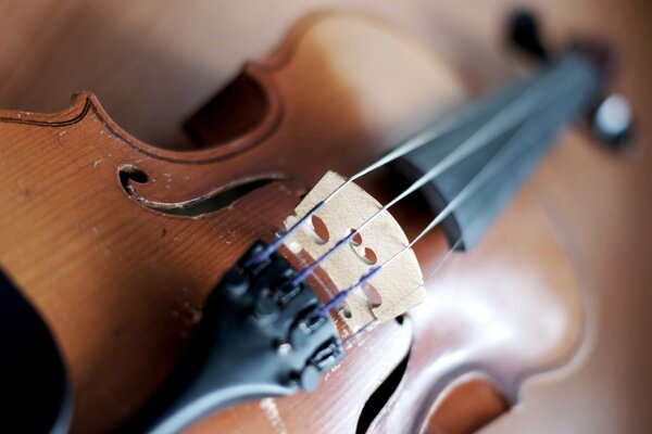 Violín musical marrón de madera