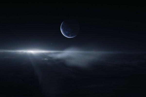 ضوء القمر بالقرب من الكوكب