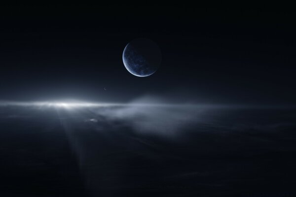 Moonlight near the planet