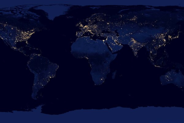 World map on night background