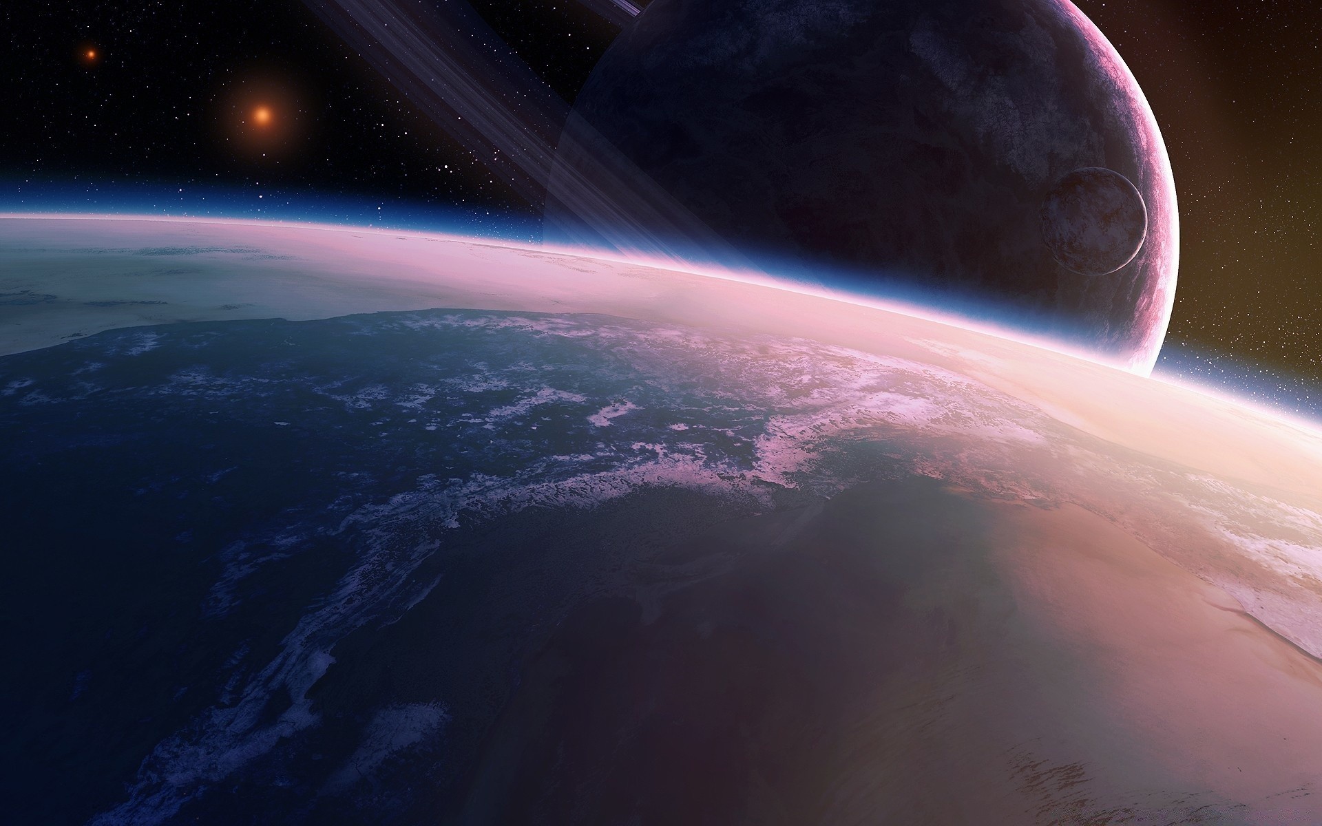 Обои Планета и спутник картинки на рабочий стол на тему Космос - скачать скачать