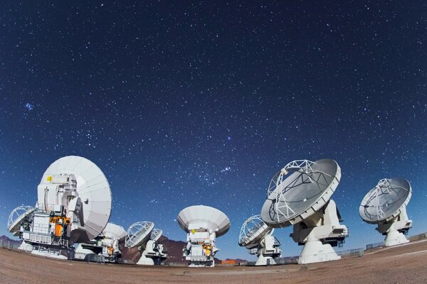 The observatory. The starry sky. Panoramic photos