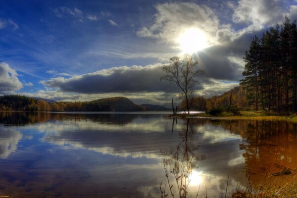 Fiumi, stagni. Riflessione dell alba