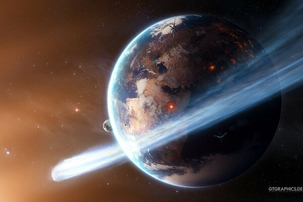 A large asteroid is flying near the earth