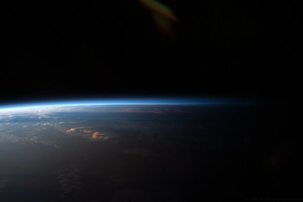 A view from space of the solar eclipse. Planet Earth