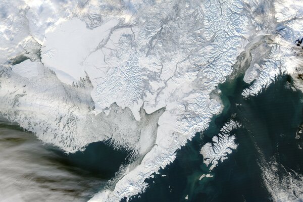 The icy surface of the earth from space