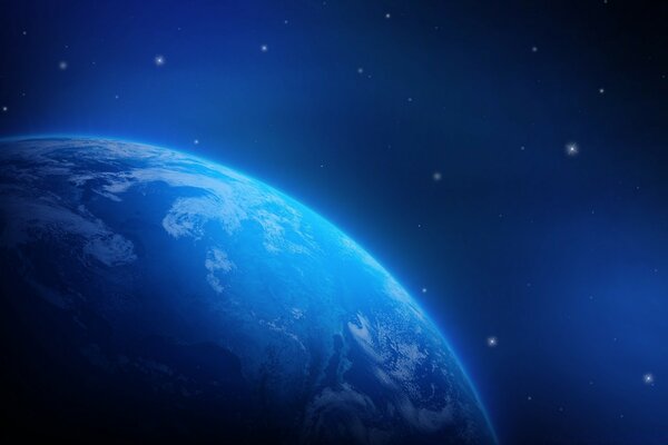 Синяя планета на фоне космоса