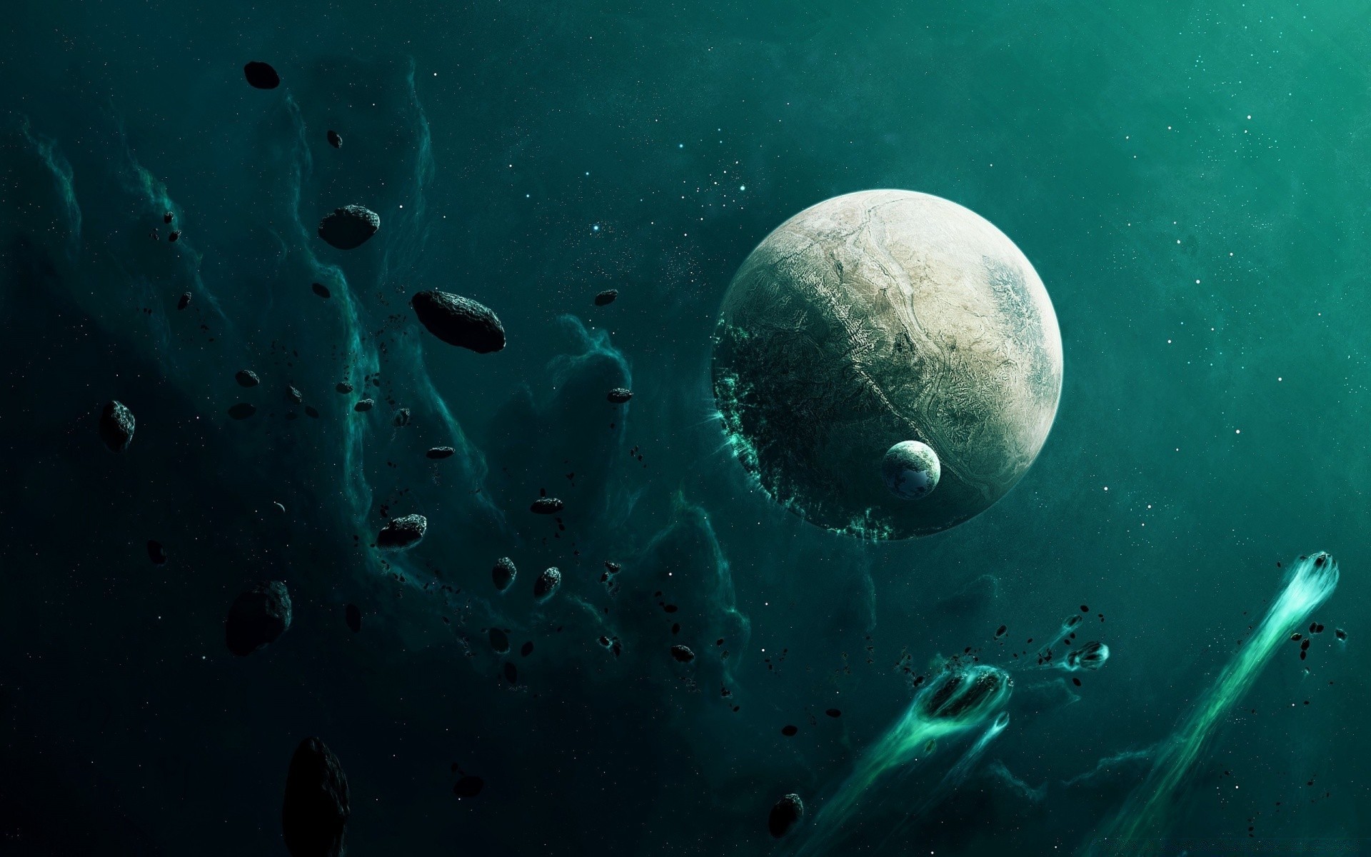 planète sous-marin méduses lune exploration bulle science eau océan poissons