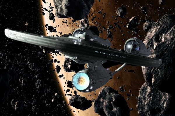 A spaceship among black meteorites