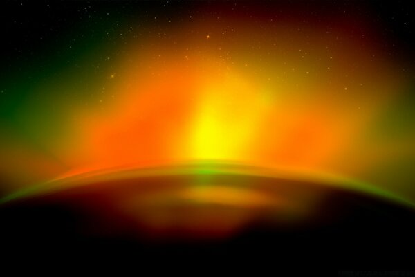 Bright cosmic blurred radiance of orange-yellow colors