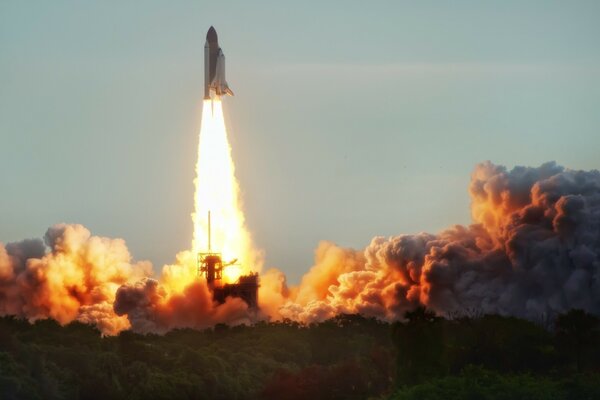 A spaceship. Rocket takeoff. Baikonur