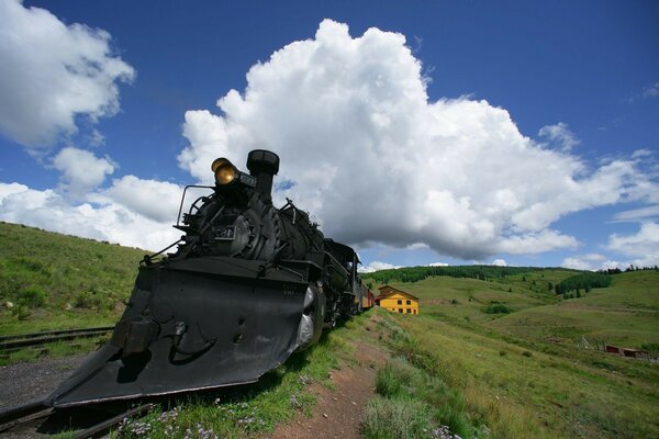 Railway locomotive locomotive cloud road