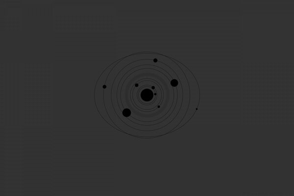 Diagram of the solar system on a gray background