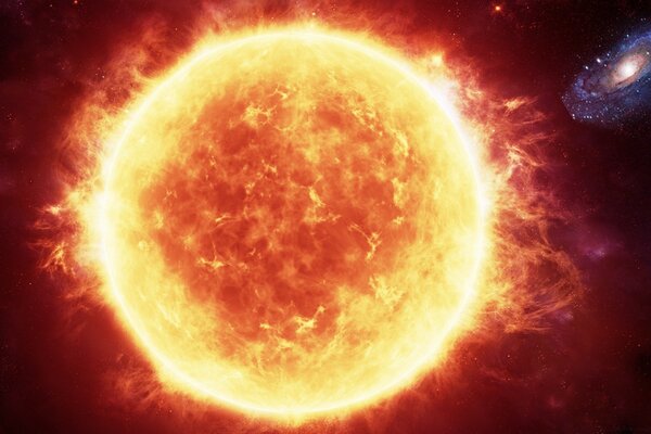 The fiery sun in outer space