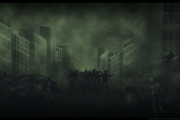 Infantry movement in urban fog