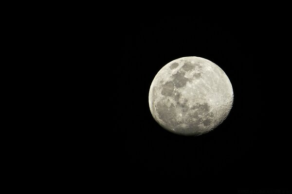 Bright full moon in the night sky