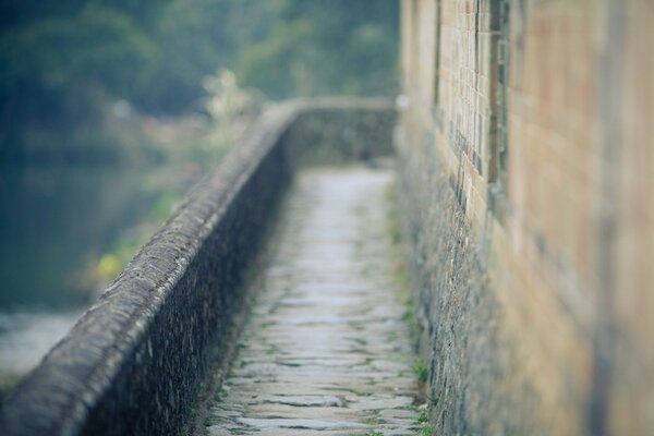 Ancienne route se terminant dans le brouillard