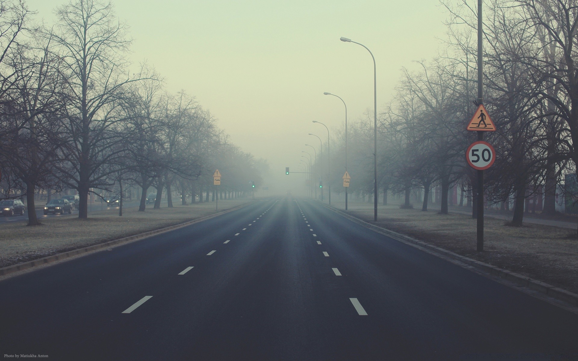 vintage strada strada sistema di trasporto autostrada guida traffico asfalto auto paesaggio viaggi albero meteo nebbia luce