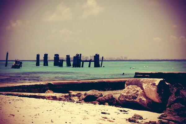 Landscape beach by the sea vintage photo