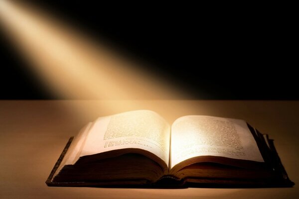 A ray of sunlight shines on an open book