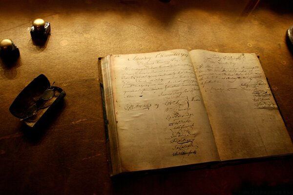 The book with the notes is on the table