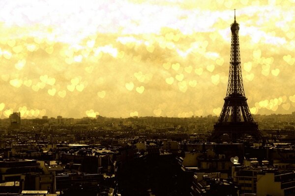 Tour Eiffel sur fond de Paris