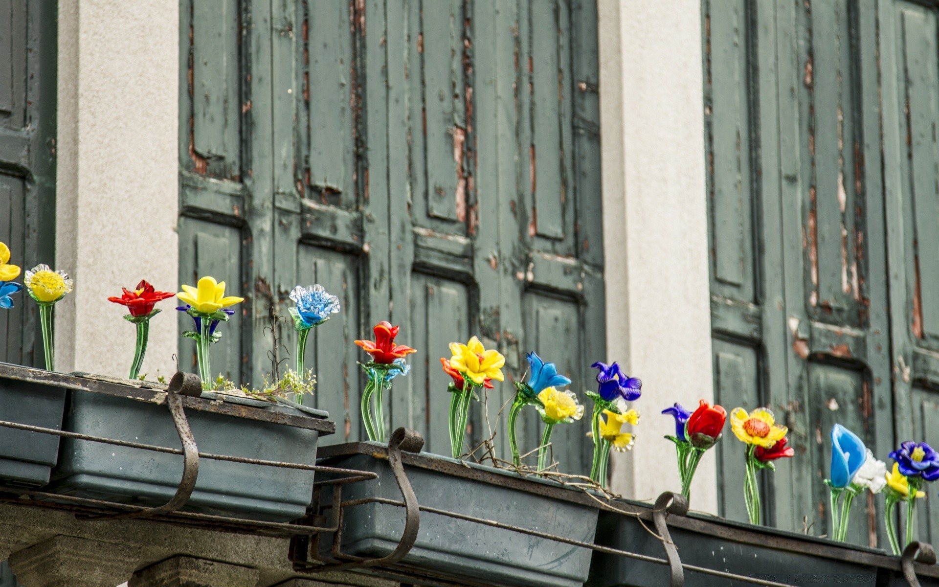 vintage flower house decoration street wood color architecture old wooden building