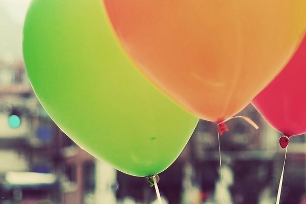 Three festive balloons. Summer