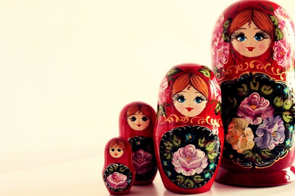 A matryoshka doll in the unfolded form for decoration