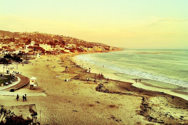 Paysage de plage de mer Vintage