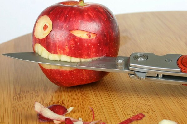 Apple with a knife humor and satire