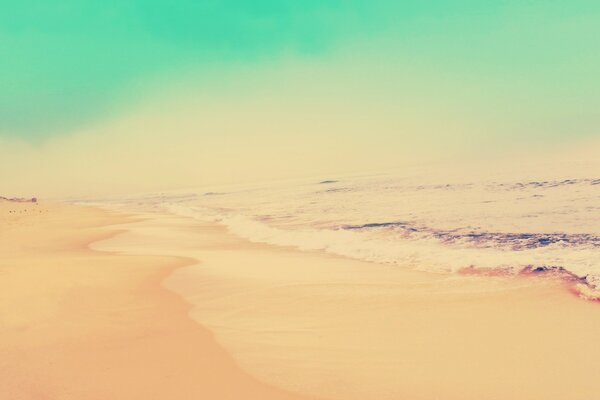 Sandy beach, meeting of two elements