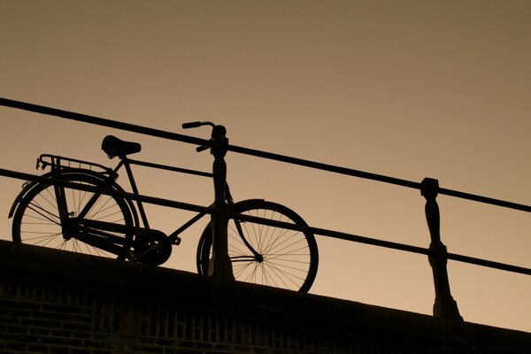 Bicicleta na ponte à noite