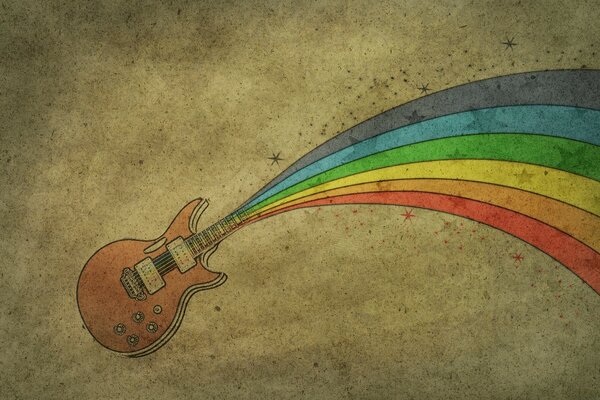 Guitarra arcoiris en el sombrío fonegoro