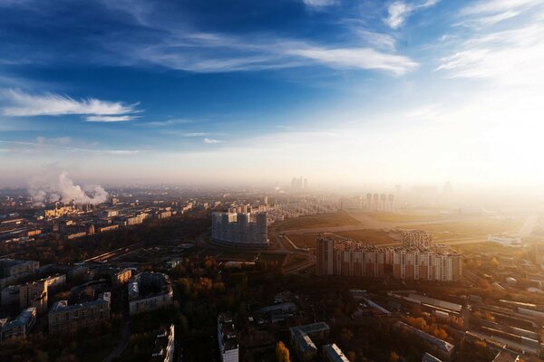 Cityscape dawn in the city