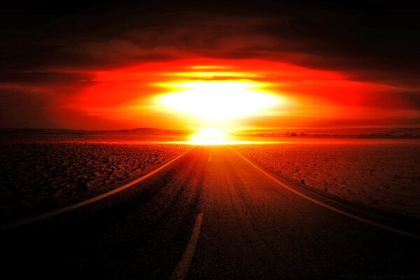 Bright red sunset picture