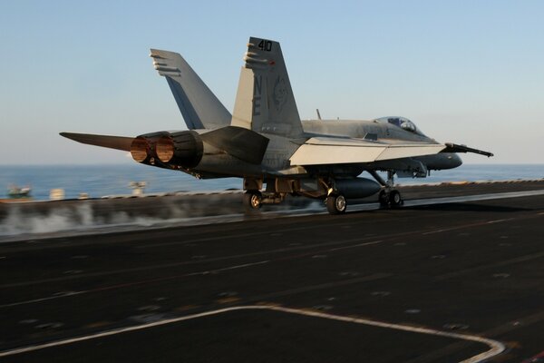 Photo of a military aircraft during takeoff