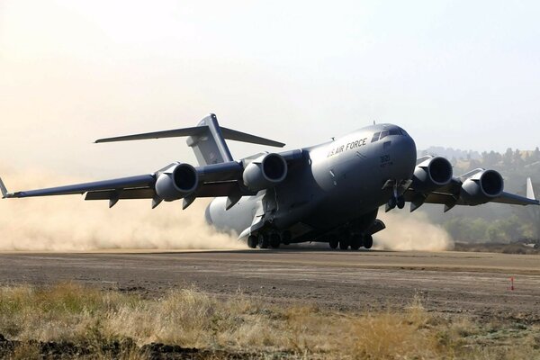 A military plane landed at the airport