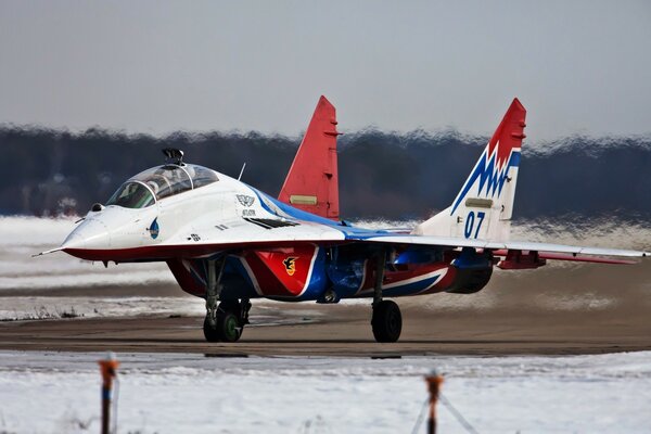 A great plane against the background of winter