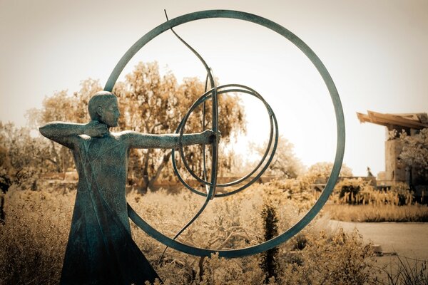 Vintage photography, sculpture with Sagittarius