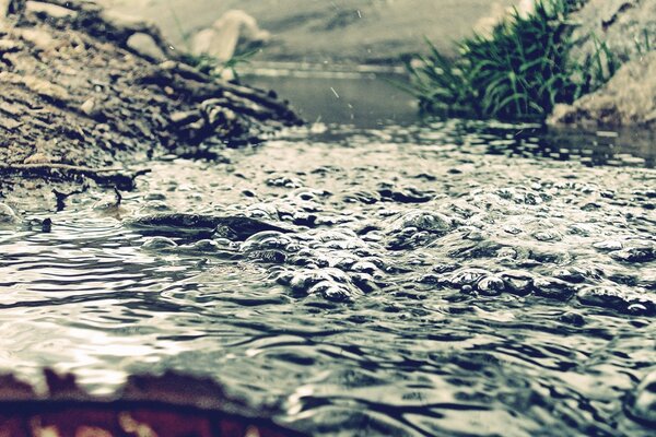 Vintage picture of a bubbling river