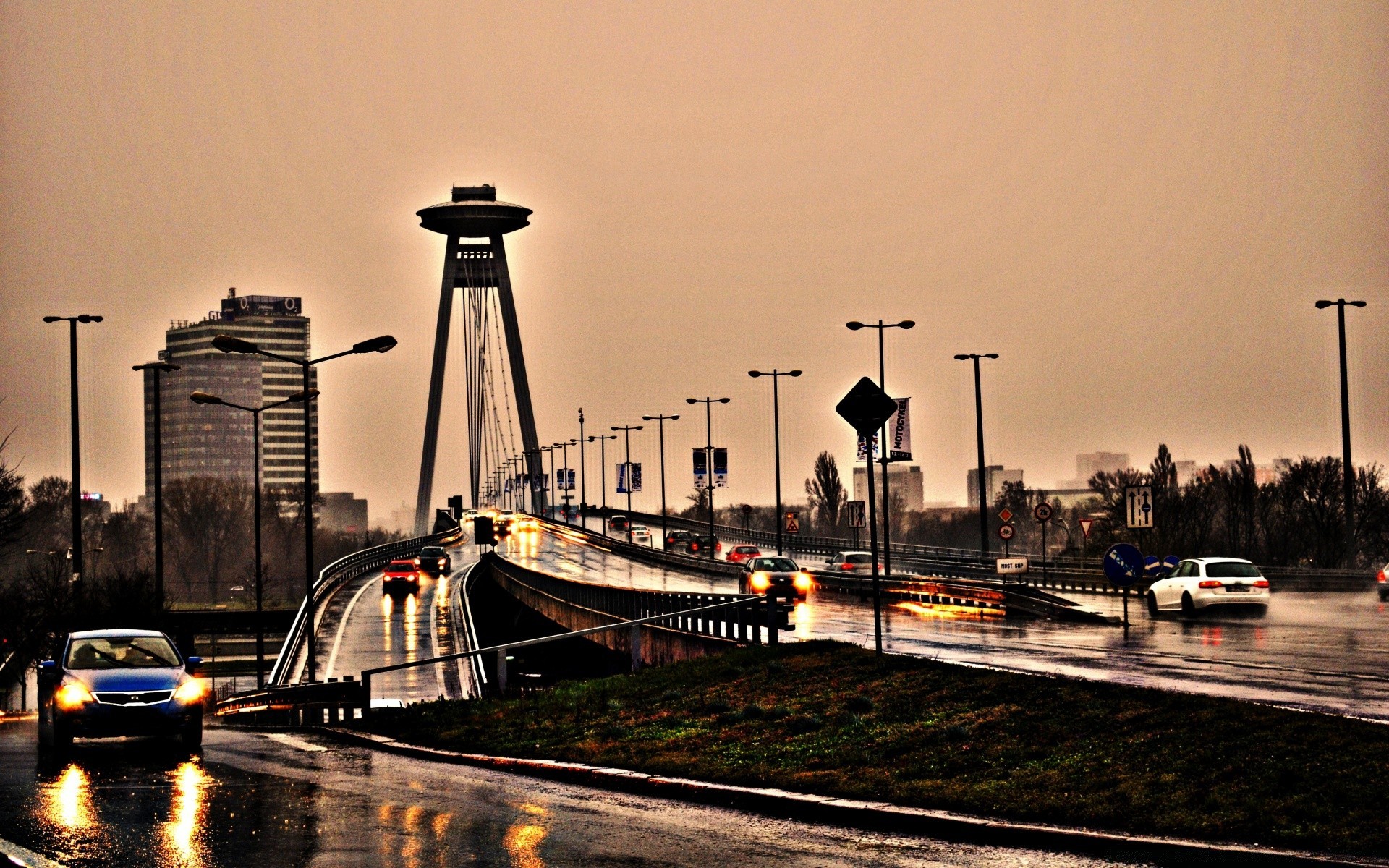 vintage bridge city river water sunset transportation system travel street urban cityscape evening building skyline architecture dusk reflection sky boat vehicle road