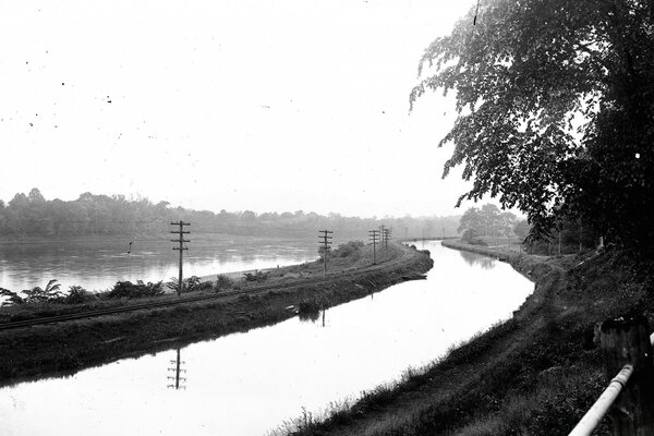 A railway running between two rivers