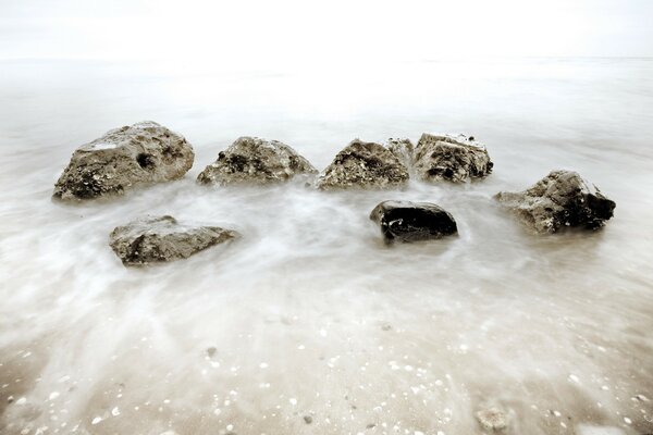 Large rocks in seawater