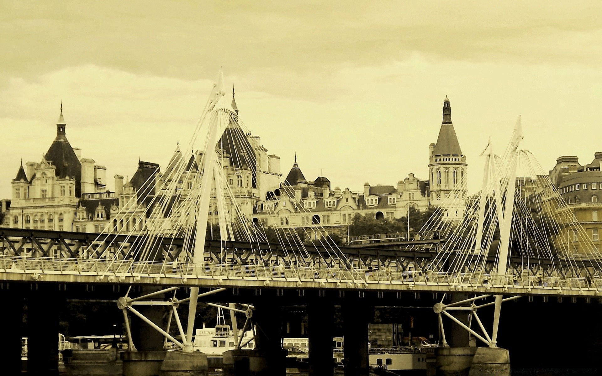 vintage bridge river water architecture travel monochrome building vehicle