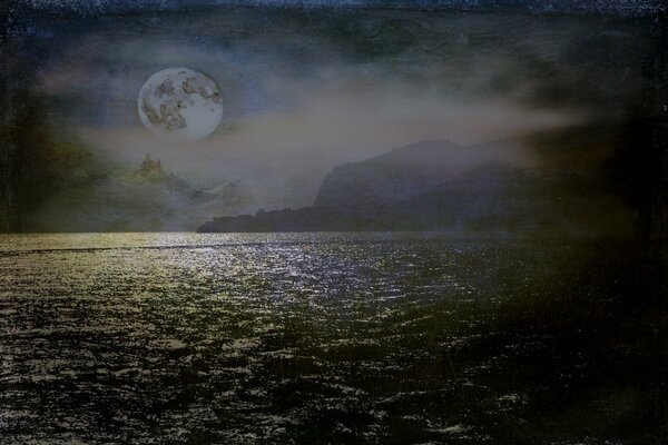 Lago al chiaro di luna, foto d epoca