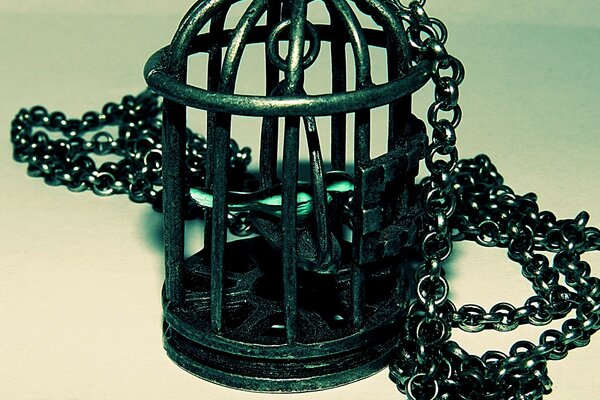 A chained cage with chains of time