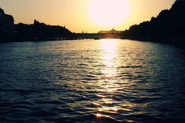 Magic lake at sunset