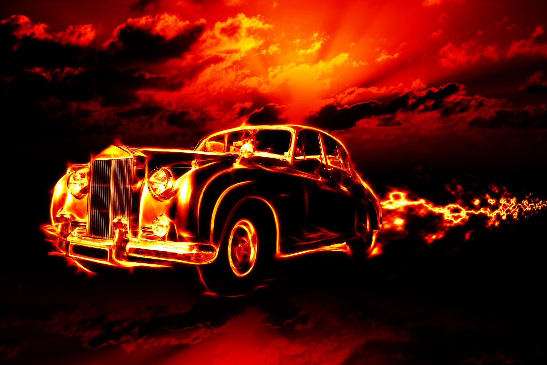 fire vehicle flame transportation system car